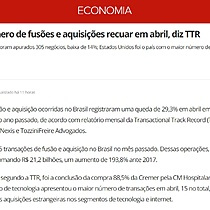 Brasil v nmero de fuses e aquisies recuar em abril, diz TTR